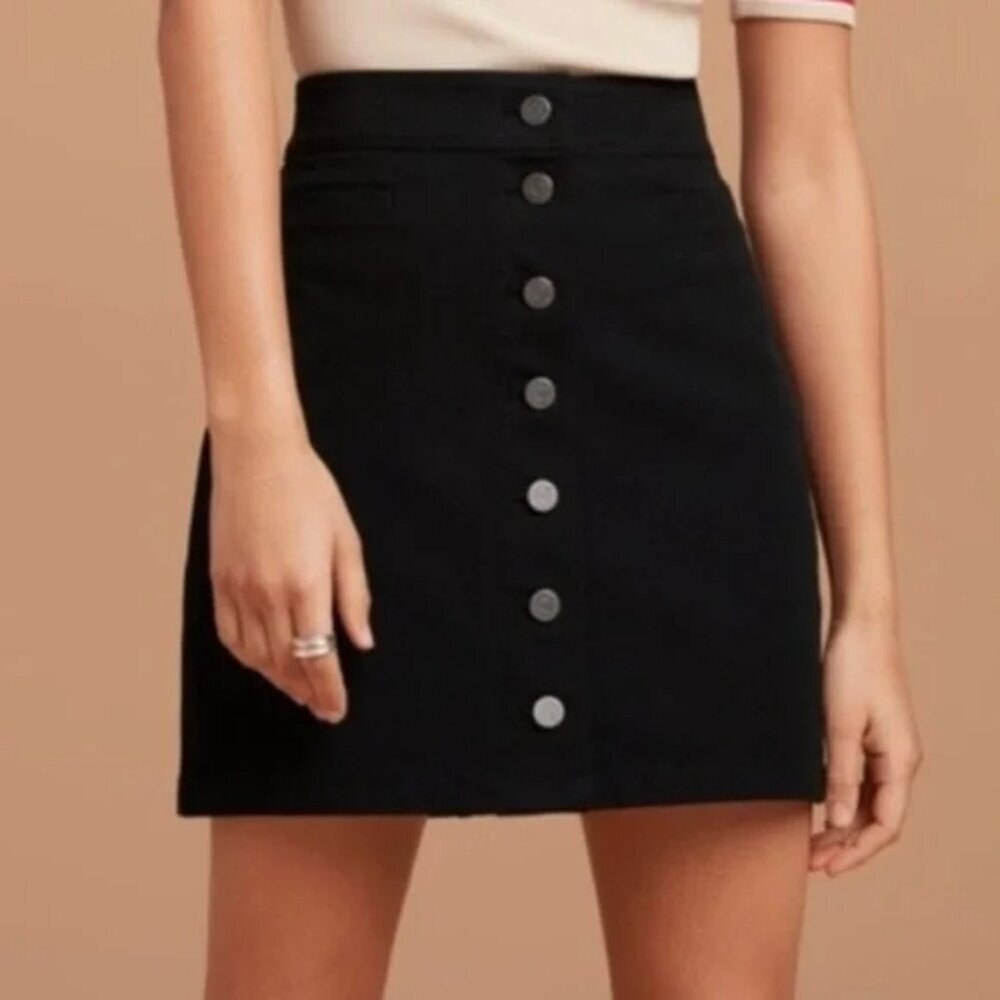 Aritzia Wilfred Free Karmen Skirt Button Front Corduroy Mini Skirt Black Size 2 - Picture 1 of 6